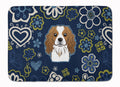 Blue Flowers Cavalier Spaniel Memory Foam Kitchen Mat Machine Washable Anti-Fatigue Cushion Comfort Bath or Kitchen Rug