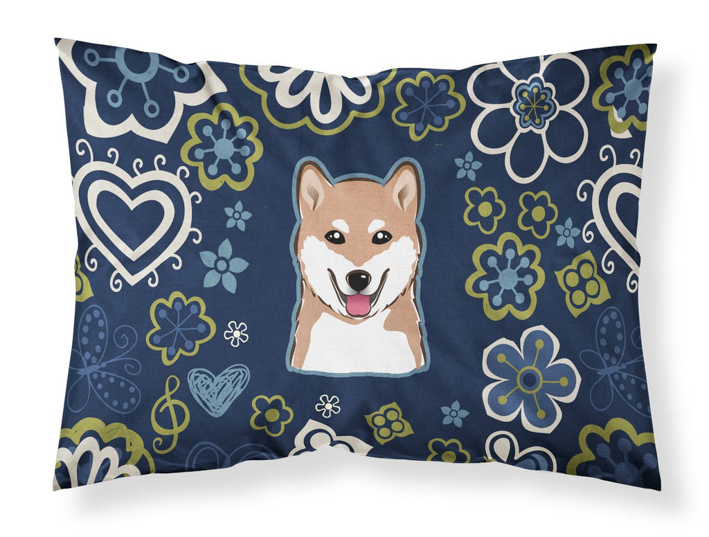 Blue Flowers Shiba Inu Standard Pillowcase Lightweight Super Soft Easy Care Decorative Artwork Pillowcase, Standard
