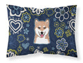 Blue Flowers Shiba Inu Standard Pillowcase Lightweight Super Soft Easy Care Decorative Artwork Pillowcase, Standard