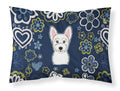 Blue Flowers Westie Standard Pillowcase Lightweight Super Soft Easy Care Decorative Artwork Pillowcase, Standard