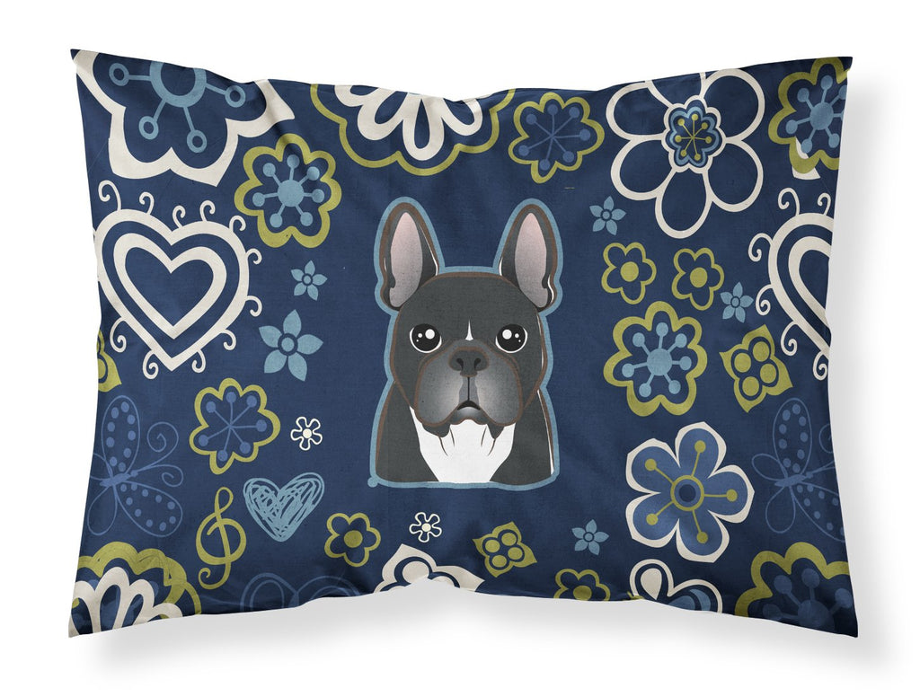 Blue Flowers French Bulldog Standard Pillowcase Lightweight Super Soft Easy Care Decorative Artwork Pillowcase, Standard