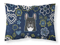 Blue Flowers French Bulldog Standard Pillowcase Lightweight Super Soft Easy Care Decorative Artwork Pillowcase, Standard