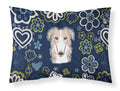 Blue Flowers Borzoi Standard Pillowcase Lightweight Super Soft Easy Care Decorative Artwork Pillowcase, Standard