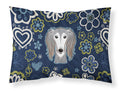 Blue Flowers Saluki Standard Pillowcase Lightweight Super Soft Easy Care Decorative Artwork Pillowcase, Standard