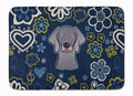 Blue Flowers Weimaraner Memory Foam Kitchen Mat Machine Washable Anti-Fatigue Cushion Comfort Bath or Kitchen Rug