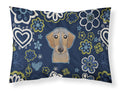Blue Flowers Wirehaired Dachshund Standard Pillowcase Lightweight Super Soft Easy Care Decorative Artwork Pillowcase, Standard