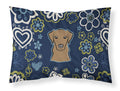 Blue Flowers Chocolate Labrador Standard Pillowcase Lightweight Super Soft Easy Care Decorative Artwork Pillowcase, Standard