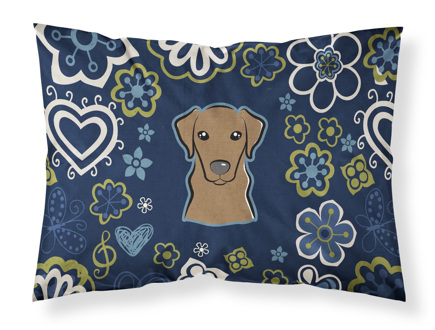 Blue Flowers Chocolate Labrador Standard Pillowcase Lightweight Super Soft Easy Care Decorative Artwork Pillowcase, Standard