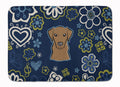 Blue Flowers Chocolate Labrador Memory Foam Kitchen Mat Machine Washable Anti-Fatigue Cushion Comfort Bath or Kitchen Rug