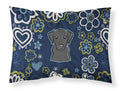 Blue Flowers Black Labrador Standard Pillowcase Lightweight Super Soft Easy Care Decorative Artwork Pillowcase, Standard