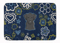 Blue Flowers Black Labrador Memory Foam Kitchen Mat Machine Washable Anti-Fatigue Cushion Comfort Bath or Kitchen Rug