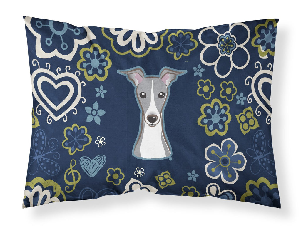 Blue Flowers Italian Greyhound Standard Pillowcase Lightweight Super Soft Easy Care Decorative Artwork Pillowcase, Standard