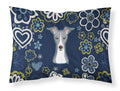 Blue Flowers Italian Greyhound Standard Pillowcase Lightweight Super Soft Easy Care Decorative Artwork Pillowcase, Standard