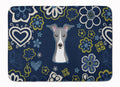 Blue Flowers Italian Greyhound Memory Foam Kitchen Mat Machine Washable Anti-Fatigue Cushion Comfort Bath or Kitchen Rug