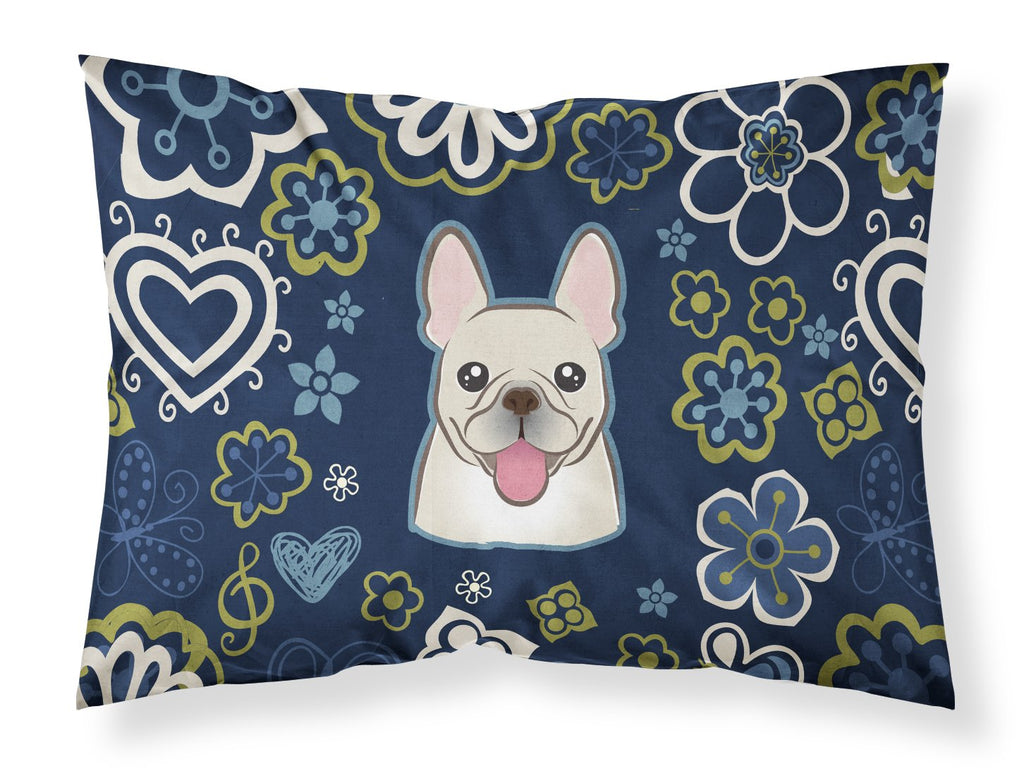 Blue Flowers French Bulldog Standard Pillowcase Lightweight Super Soft Easy Care Decorative Artwork Pillowcase, Standard