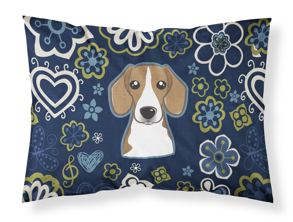 Blue Flowers Beagle Standard Pillowcase Lightweight Super Soft Easy Care Decorative Artwork Pillowcase, Standard