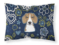 Blue Flowers Beagle Standard Pillowcase Lightweight Super Soft Easy Care Decorative Artwork Pillowcase, Standard