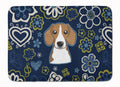 Blue Flowers Beagle Memory Foam Kitchen Mat Machine Washable Anti-Fatigue Cushion Comfort Bath or Kitchen Rug