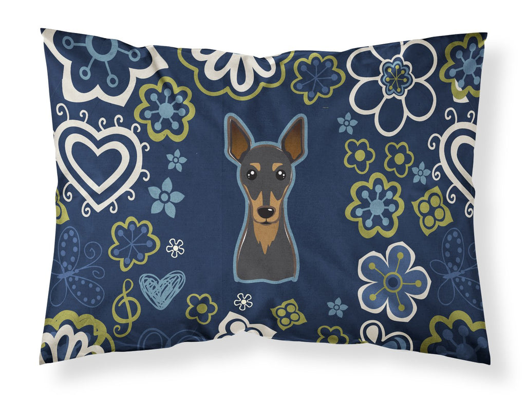 Blue Flowers Min Pin Standard Pillowcase Lightweight Super Soft Easy Care Decorative Artwork Pillowcase, Standard