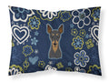 Blue Flowers Min Pin Standard Pillowcase Lightweight Super Soft Easy Care Decorative Artwork Pillowcase, Standard
