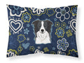 Blue Flowers Border Collie Standard Pillowcase Lightweight Super Soft Easy Care Decorative Artwork Pillowcase, Standard