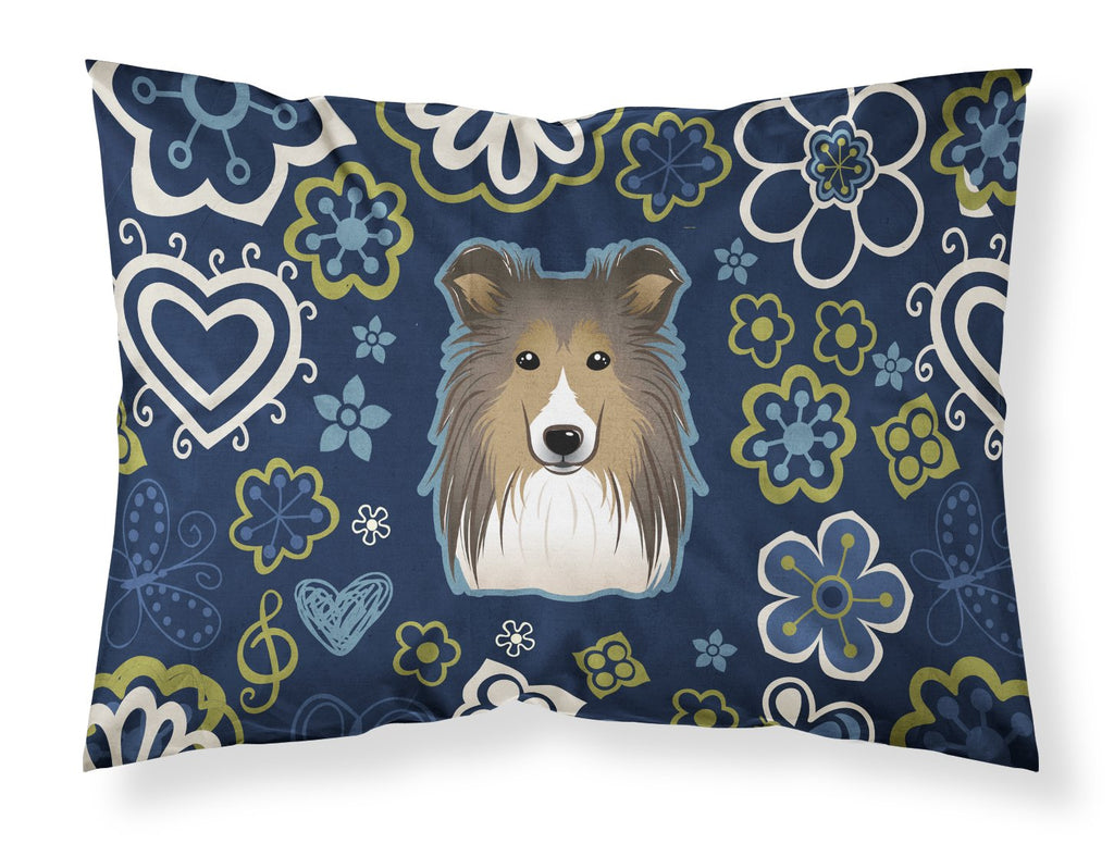 Blue Flowers Sheltie Standard Pillowcase Lightweight Super Soft Easy Care Decorative Artwork Pillowcase, Standard