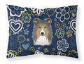 Blue Flowers Sheltie Standard Pillowcase Lightweight Super Soft Easy Care Decorative Artwork Pillowcase, Standard