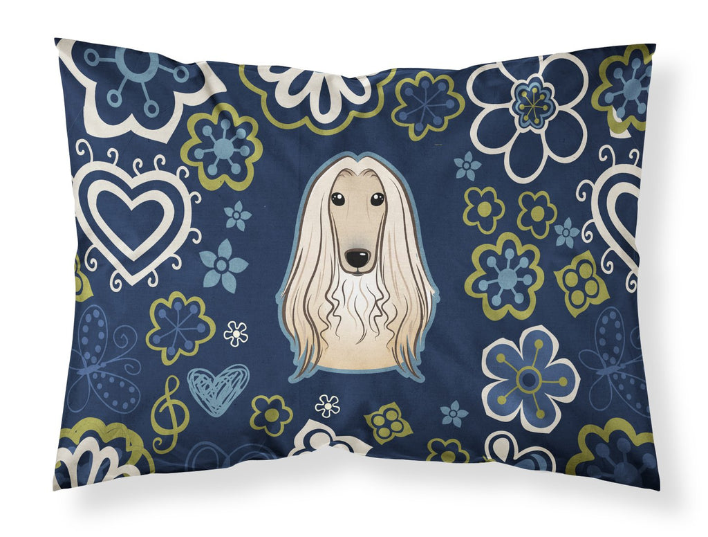 Blue Flowers Afghan Hound Standard Pillowcase Lightweight Super Soft Easy Care Decorative Artwork Pillowcase, Standard
