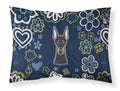 Blue Flowers Doberman Pinscher Standard Pillowcase Lightweight Super Soft Easy Care Decorative Artwork Pillowcase, Standard
