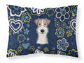 Blue Flowers Wire Haired Fox Terrier Standard Pillowcase Lightweight Super Soft Easy Care Decorative Artwork Pillowcase, Standard