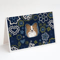 Blue Flowers Papillon Greeting Cards Pack of 8 Blank Cards with Envelopes Whimsical A7 Size 5x7