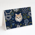 Blue Flowers Chihuahua Greeting Cards Pack of 8 Blank Cards with Envelopes Whimsical A7 Size 5x7