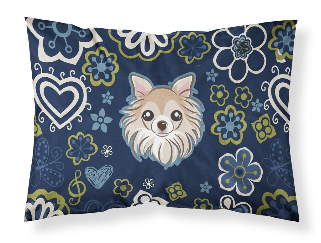 Blue Flowers Chihuahua Standard Pillowcase Lightweight Super Soft Easy Care Decorative Artwork Pillowcase, Standard
