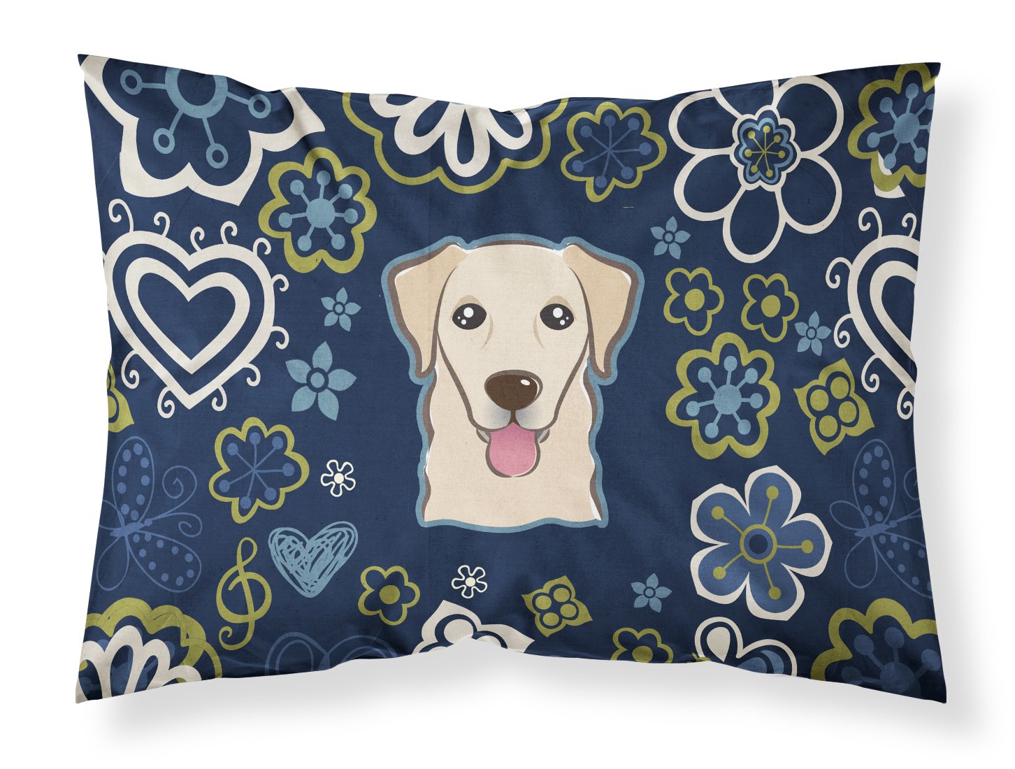 Blue Flowers Golden Retriever Standard Pillowcase Lightweight Super Soft Easy Care Decorative Artwork Pillowcase, Standard