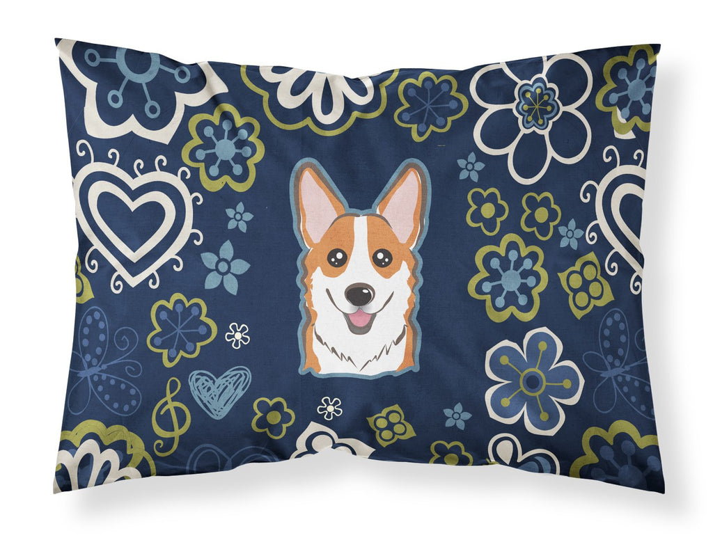 Blue Flowers Red Corgi Standard Pillowcase Lightweight Super Soft Easy Care Decorative Artwork Pillowcase, Standard