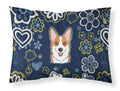 Blue Flowers Red Corgi Standard Pillowcase Lightweight Super Soft Easy Care Decorative Artwork Pillowcase, Standard