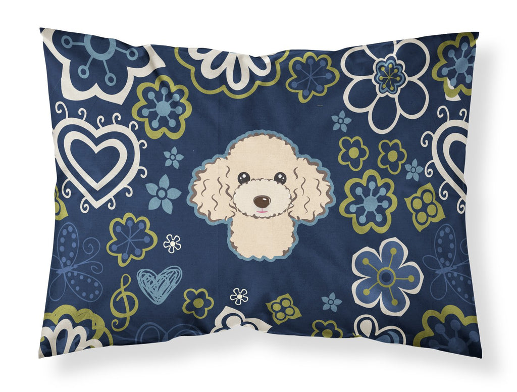 Blue Flowers Buff Poodle Standard Pillowcase Lightweight Super Soft Easy Care Decorative Artwork Pillowcase, Standard