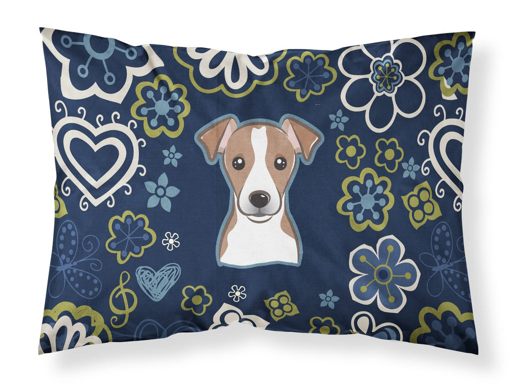 Blue Flowers Jack Russell Terrier Standard Pillowcase Lightweight Super Soft Easy Care Decorative Artwork Pillowcase, Standard