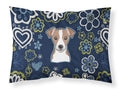 Blue Flowers Jack Russell Terrier Standard Pillowcase Lightweight Super Soft Easy Care Decorative Artwork Pillowcase, Standard