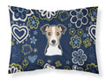 Blue Flowers Jack Russell Terrier Standard Pillowcase Lightweight Super Soft Easy Care Decorative Artwork Pillowcase, Standard