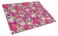 Day of the Dead Pink Cutting Board Tempered Glass Kitchen Cutting Surface, Heat Resistant Chopping, Non-Slip Feet, Food Prep & Serving