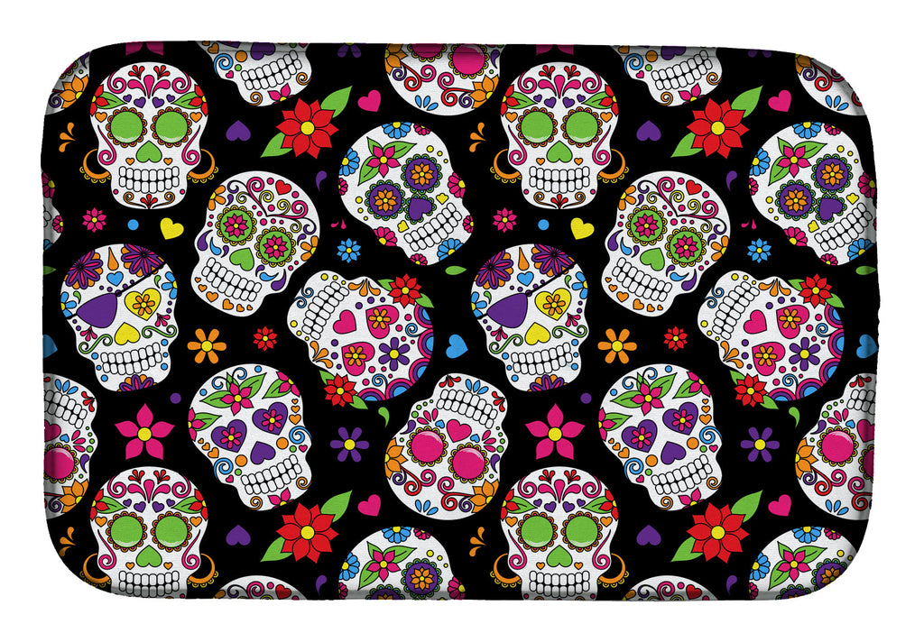 Day of the Dead Black Dish Drying Mat Absorbent Dish Drying Mat Pad for Kitchen Counter Dish Drainer Mat for Countertop, 14 x 21", Multicolor