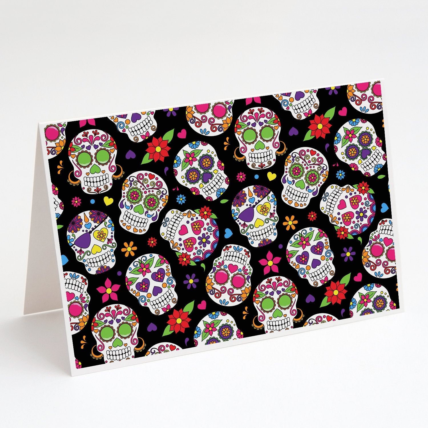 Day of the Dead Black Greeting Cards Pack of 8 Blank Cards with Envelopes Whimsical A7 Size 5x7