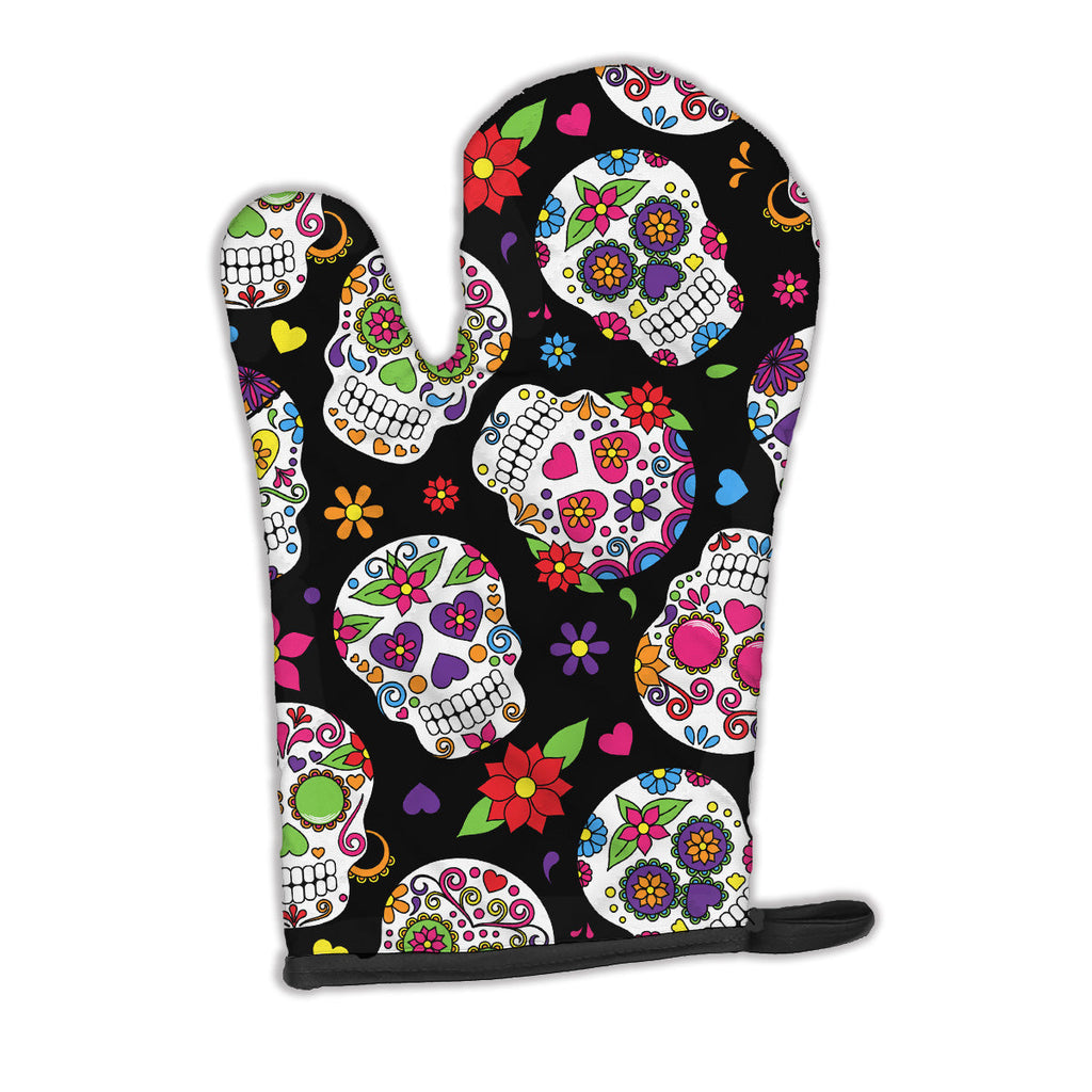 Day of the Dead Black Oven Mitt Heat Resistant Thick Oven Mitt for Hot Pans and Oven, Kitchen Mitt Protect Hands, Cooking Baking Glove