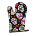 Day of the Dead Black Oven Mitt Heat Resistant Thick Oven Mitt for Hot Pans and Oven, Kitchen Mitt Protect Hands, Cooking Baking Glove