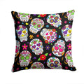 Day of the Dead Black Decorative Throw Pillow 14x14 Indoor Outdoor Accent Cushion, Fabric Cover with Insert for Sofa, Bed, Porch & Living Room