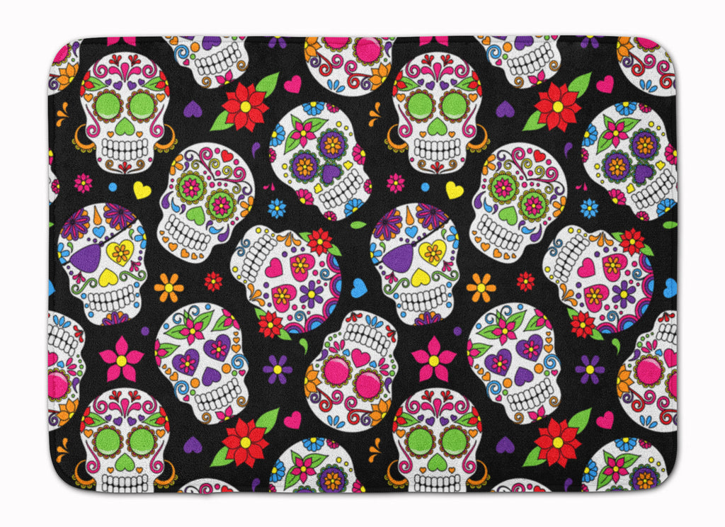 Day of the Dead Black Memory Foam Kitchen Mat Machine Washable Anti-Fatigue Cushion Comfort Bath or Kitchen Rug