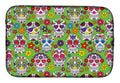Day of the Dead Green Dish Drying Mat Absorbent Dish Drying Mat Pad for Kitchen Counter Dish Drainer Mat for Countertop, 14 x 21", Multicolor