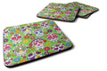 Day of the Dead Green Foam Coasters Set of 4 Cup Coasters for Indoor Outdoor, Tabletop Protection, Anti Slip, Mouse pad Material