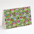 Day of the Dead Green Greeting Cards Pack of 8 Blank Cards with Envelopes Whimsical A7 Size 5x7